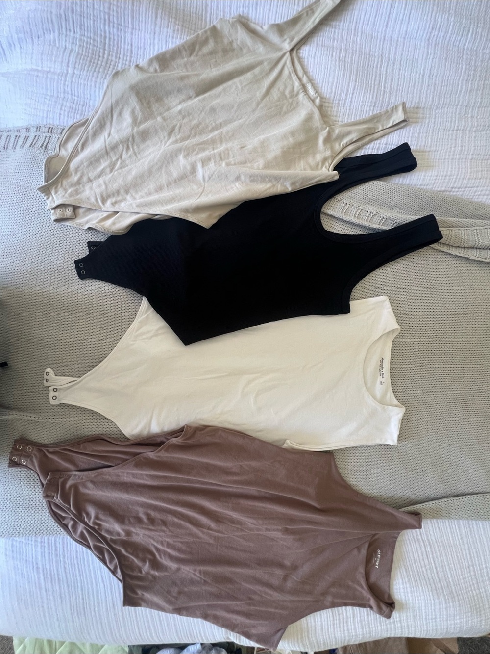 Bodysuit Bundle - Abercrombie Black & White, Old Navy Taupe, Cream